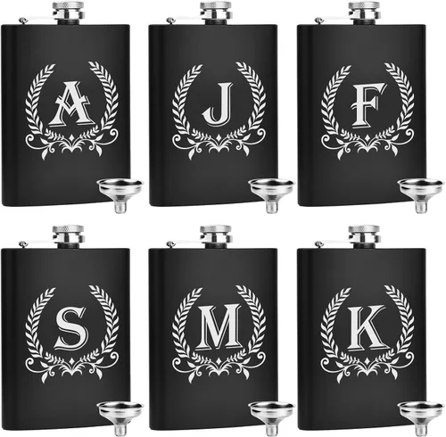 Vista 5 de ELEGANTPARK Petacas para Licor para Hombres con Iniciales Monogramadas Regalos para Hombres Cumpleaños Regalos Personalizados para Él Padrinos Papá