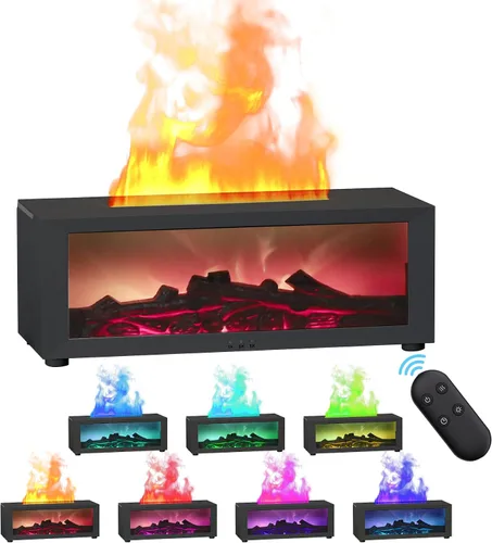 Vista 8 de Difusores de aceite esencial, humidificador de chimenea de vapor de agua colorido de llama para aromaterapia, terapia de aroma, habitación