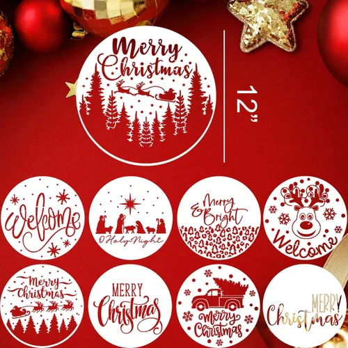 Vista 2 de Plantillas de Navidad para pintar sobre madera de 12" Plantilla de Feliz Navidad Plantillas de vacaciones Plantillas de dibujo para colgar