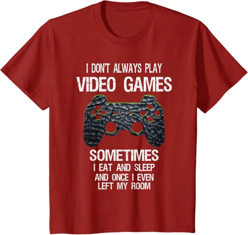 Vista 78 de Funny Gamer Video Games - Camiseta para niños y adolescentes, ajuste clásico, color negro, mezcla de algodón, Negro