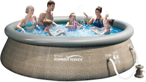 Vista 2 de Summer Waves Piscina inflable para exteriores de 14 pies x 36 pulgadas con bomba de filtro, escalera y cartucho de filtro