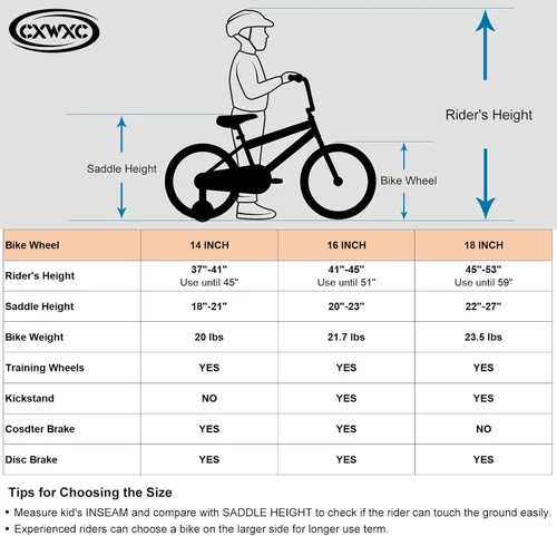 Vista 7 de CXWXC Bicicleta para niños de 14, 16, 18 pulgadas, bicicleta para niños y niñas de 3 a 9 años, bicicletas ligeras de una sola velocidad con rueda