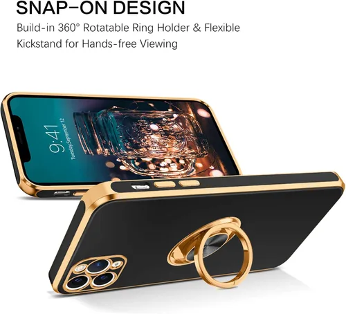 Vista 5 de BENTOBEN Funda para iPhone 11 Pro Max, funda para teléfono iPhone 11 ProMax, ajuste delgado, soporte de anillo con soporte de soporte, protección a