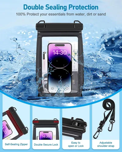 Vista 4 de Bolsa impermeable para teléfono de gran capacidad, bolsa seca flotante para iPhone 17 16 13 12 11 Pro Max Galaxy S22 S21 bolsa impermeable protector