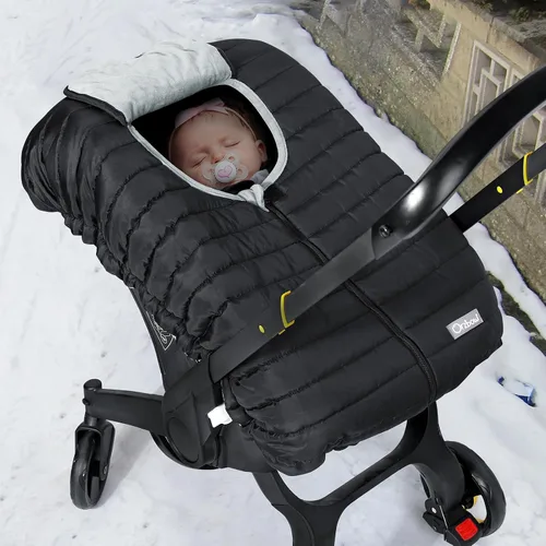 Vista 6 de Orzbow Funda de asiento de automóvil de invierno para bebé, funda de asiento de automóvil para bebé para niños y niñas, fundas de asiento de Negro