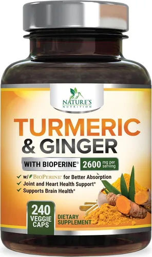 Vista 10 de Suplemento de curcumina de cúrcuma – 2000 mg de cúrcuma orgánica por porción – 95% curcuminoides, jengibre y pimienta negra BioPerine para una mejor