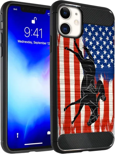 Vista 12 de CasesOnDeck - Funda compatible con Apple iPhone 11 / iPhone XI (2019) de 6.1 pulgadas, funda delgada de fibra de carbono TPU para acentuar arañazos