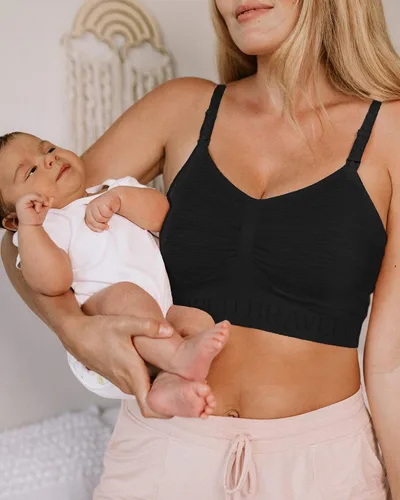 Vista 6 de Kindred Bravely Paquete de 2 brasieres de bombeo manos libres (negro y beige, pequeño)