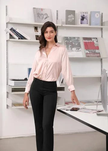 Vista 4 de ODODOS Straight Leg I Classic Yoga Dress Pants for Women Faux Pockets Ponte Casual Work Pants 293133 Inseam