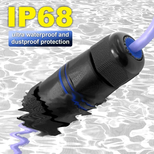 Vista 2 de VCELINK Acoplador RJ45 Impermeable IP68 Perfil Corto, Conector Ethernet Impermeable Blindado Cat6/Cat5E/Cat5, Extensor de Cable de Red LAN