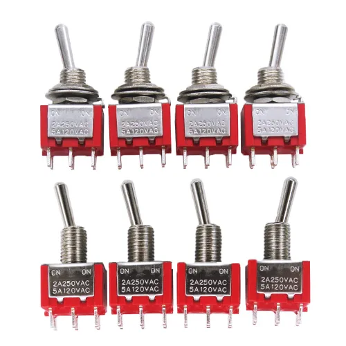 Vista 14 de Mxuteuk 8 piezas interruptor de palanca mini SPST interruptor en miniatura encendido/apagado 2 terminales 2 posiciones 6 A 125 V 3 A 250 V