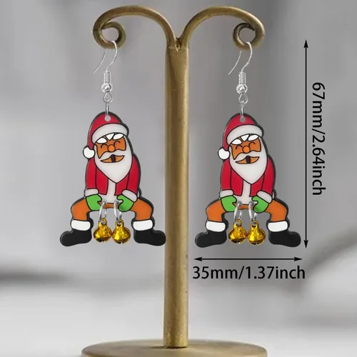 Vista 2 de SLSF Aretes colgantes de acrílico con guirnalda de árbol de Navidad para mujeres, niñas, niños, adolescentes, hipoalergénicos, regalos de joyería