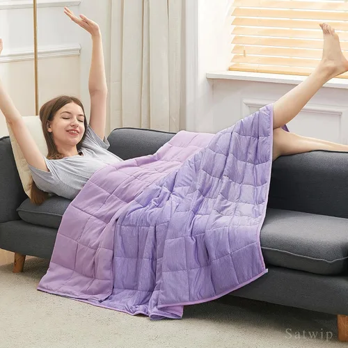 Vista 10 de Satwip - Manta con peso de 10 libras tamaño individual, manta con peso refrescante para personas que duermen calientes, jersey de moiré fresco
