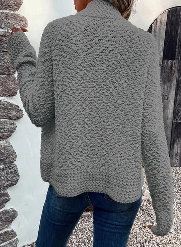 Vista 4 de Dokotoo Cárdigan de punto grueso de manga larga para mujer, estilo casual, abierto al frente, a la moda, abrigos para exteriores