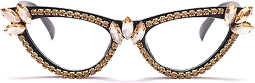 Vista 2 de Gafas de lectura con diamantes de imitación brillantes con marco retro con montura de gato