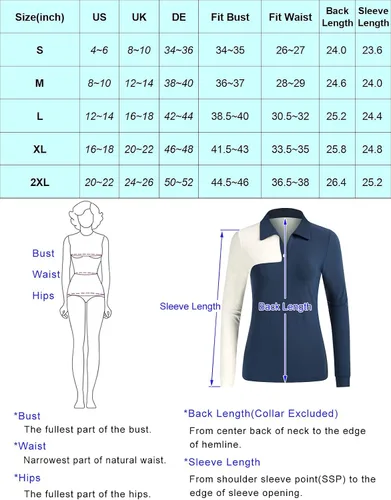 Vista 4 de JACK SMITH Camisas de golf de manga larga para mujer con bloques de color camisetas atléticas de tenis de secado rápido
