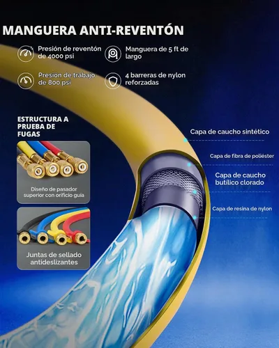 Vista 6 de Orion Motor Tech - Medidores de AC, juego de manómetro de colector de 4 vías para refrigerante R1234yf R134a R404a, juego de medidores automotrices