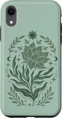 Vista 25 de Sage & Green Flowers Sun Crescent Moon Boho Floral Celestial Case for iPhone 16