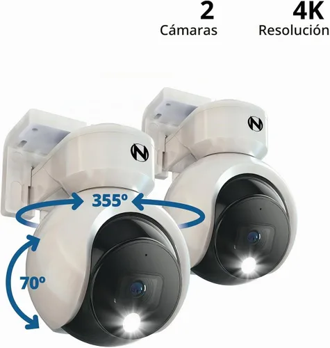 Vista 2 de Night Owl® Add On Cámaras de disuasión 4K con cable con audio de 2 vías, paquete de 2, color blanco