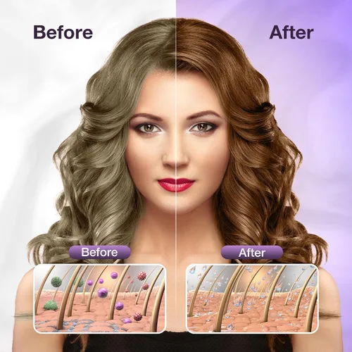 Vista 2 de Leorx Champú 3 en 1 para teñir el cabello marrón, color para refrescar el cabello, coloración herbaria instantánea para mujeres y hombres, 16.9