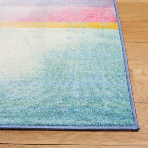 Vista 4 de SAFAVIEH Colección de pinceles de pintura lavables para alfombras – Alfombra de pasillo de 2 pies 2 pulgadas x 8 pies, azul y verde, antideslizante