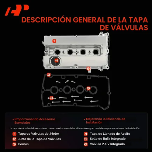 Vista 6 de A-Premium Kit de cubierta de válvula de motor compatible con Chevy Cruze, Sonic, Trax, Aveo, Aveo5, L4 1.6L 1.8L (tipo de aluminio mejorado)