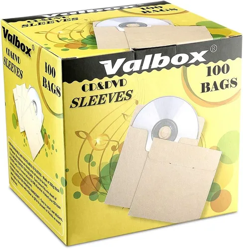 Vista 6 de ValBox Fundas para CD, 100 paquetes de sobres de papel kraft de 5 x 5 pulgadas, sobres de cartón de papel DVD marrón, fundas de almacenamiento