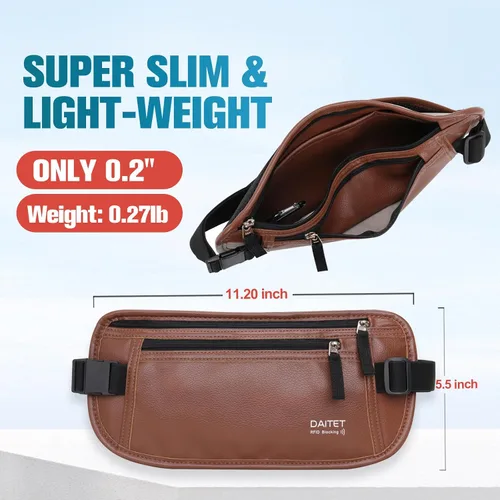 Vista 11 de DAITET Cinturón de dinero, soporte para pasaporte, cartera de viaje oculta segura con bloqueo RFID, riñonera encubierta (negro), Negro, Rfid