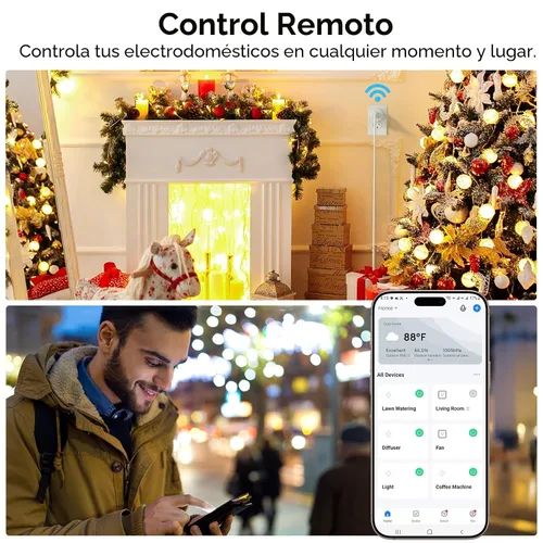Vista 3 de EIGHTREE Enchufe inteligente, salida WiFi funciona con Alexa y Google Home, enchufe inteligente para el hogar con control remoto y función