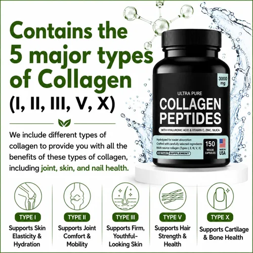 Vista 8 de HCL HERBAL CODE LABS Polvo de péptidos de colágeno con vitamina C y ácido hialurónico, fuentes más limpias y súper alta absorción, multitipo