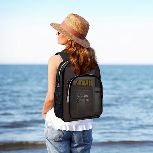 Vista 3 de HEEYA Mochila transparente resistente para seguridad, deportes, trabajo, viajes, estadio