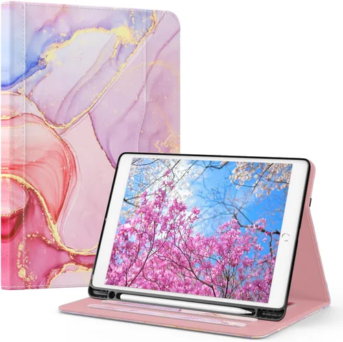 Vista 21 de OKP Funda para iPad de 9ª generación 2021/8ª generación 2020/7ª generación 2019 de 10.2 pulgadas, funda con visión multiángulo, cuero PU con soporte