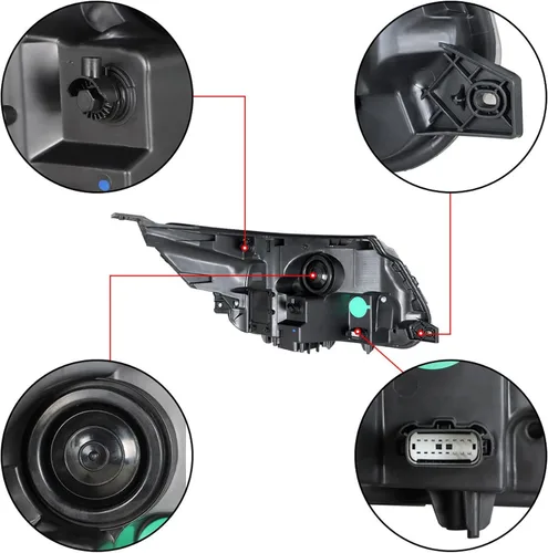 Vista 5 de munirater Paquete de 1 conjunto de faros delanteros con bisel negro DRL de repuesto para el lado del conductor para Explorer 2016-2018