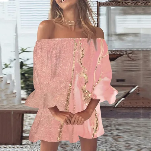Vista 4 de UQRZAU Women's Maternity Dresses Long Casual Fashion Summer Beach Dress Casual One-Piece Collar Dress Casual Dresses