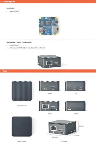 Vista 5 de NanoPi Zero2 Mini enrutador WiFi, computadora portátil GigE rápida, 1 GB/2 GB LPDDR4X RAM Rockchip RK3528A SoC, decodificador 4K H265/H264, puerto