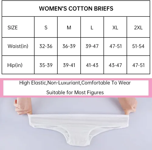 Vista 5 de 20105 Pack Women's Disposable 100% Cotton Underwear Ladies Briefs Panties for Travel Hotel Spa Hospital Stays Emergencies