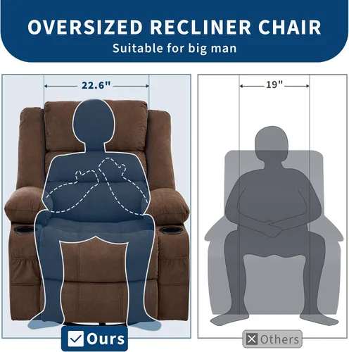Vista 2 de Garvee Silla reclinable mecedora para adultos amplia giratoria de 360° Marrón