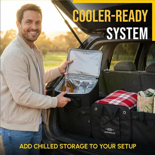 Vista 3 de Hielera aislada para maletero de automóvil, bolsa térmica para comestibles y viajes, resistente a las fugas, se adapta a compartimentos