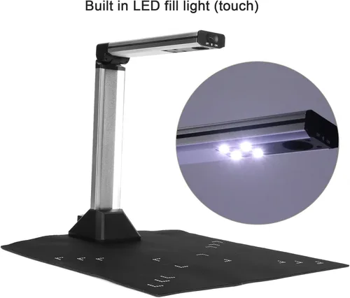 Vista 7 de Cámara de documentos USB, escáner de documentos plegable de 5 MP con 4 luces de relleno LED, enfoque automático, tamaño portátil, escáner de cámara