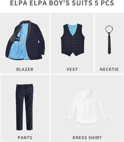 Vista 4 de ELPA ELPA Conjunto de trajes de esmoquin para niños, esmoquin formal ajustado