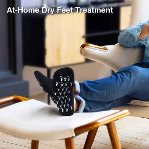 Vista 6 de Codream Calcetines grandes de gel hidratante para hombre, tratamiento definitivo para piel seca agrietada y áspera en los pies, paquete de 2 pares
