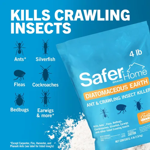 Vista 2 de Tierra de diomateas para chinches, pulgas hormigas Safer Brand 51703, mata insectos rastreros, 4 Lb