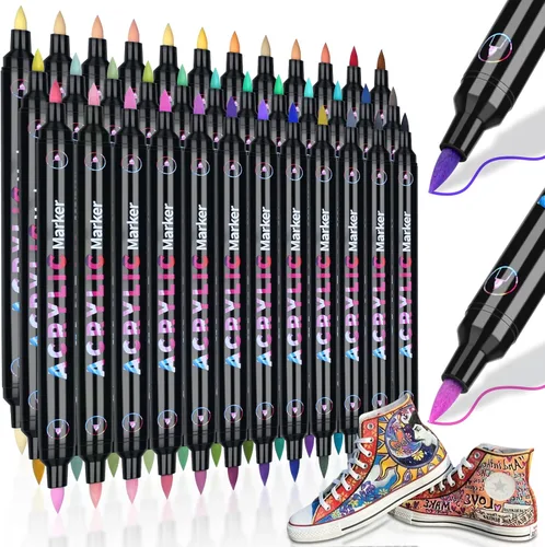 Vista 11 de Bolígrafos de pintura acrílica de 168 colores, paquete de 84 rotuladores de pintura acrílica de doble tono para pintura de rocas, puntas de doble