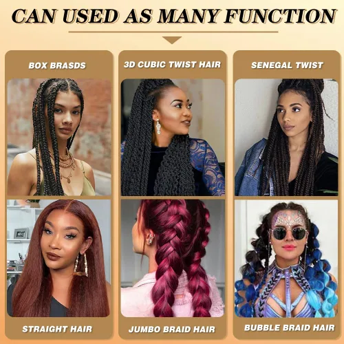 Vista 8 de Extensiones de pelo para trenzar, para fácil trenzado profesional, no causa comezón , fibra sintética tejida, trenzas de textura Yaki, extensiones