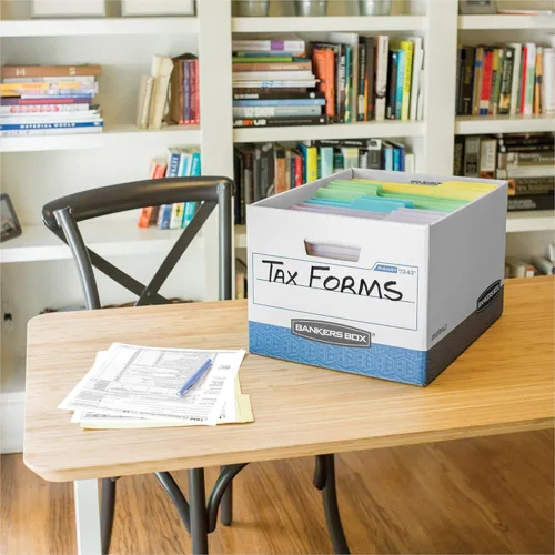 Vista 3 de Fellowes Bankers Box - Paquete de 20 cajas de almacenamiento de archivos resistentes con tapas, montaje de plegado rápido, carta/legal, (0724314)