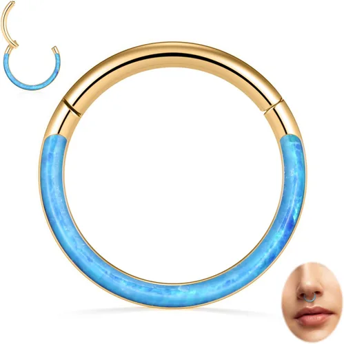 Vista 10 de Opal Septum Jewelry Surgical Steel Septum Ring Daith Rook Tragus Earring