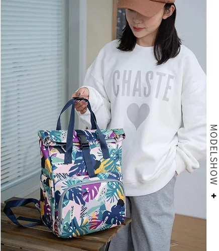 Vista 5 de TFXATFX Mochila de moda, simple, de gran capacidad, ligera, multifuncional, para mamá, casual, portátil, para mamá, Multicolor