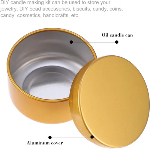 Vista 6 de SEWACC 12 latas de metal para velas, recipientes redondos para manualidades, almacenamiento portátil para caramelos, cuentas y artículos de diseño
