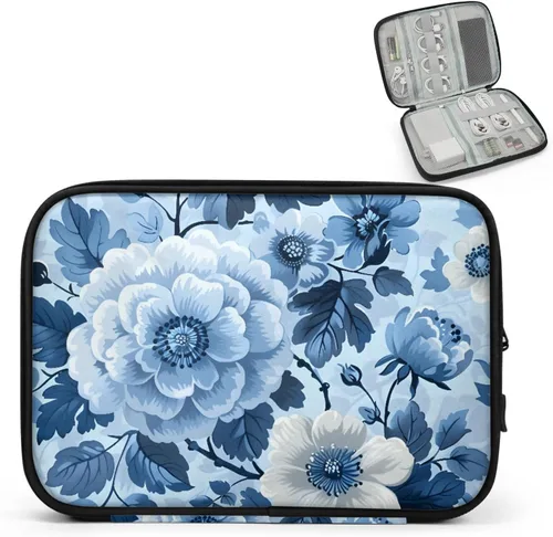 Vista 12 de Flowers Electronics - Funda organizadora de viaje, accesorios tecnológicos, bolsa de almacenamiento de cables para cables, cargador, teléfono, disco