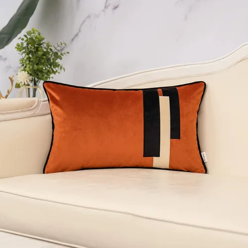 Vista 12 de Yangest Funda de Almohada Decorativa de Terciopelo Negro con Rayas Patchwork, Funda de Cojín Moderna de 18x18 Pulgadas para Sofá, Sillón